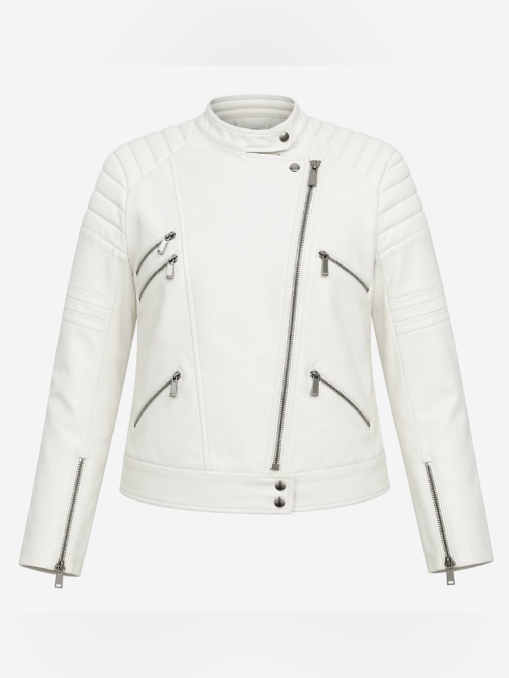 Elizabeth and James Quilted White Fabric Jacket NEW Small Modern Moto Minimalist